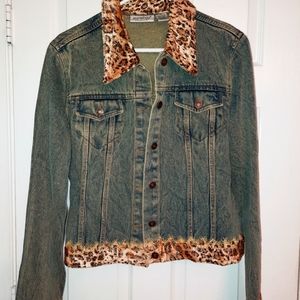 Denim Jacket with Animal Print